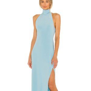 Norma Kamali Halter Turtle Side Slit Gown